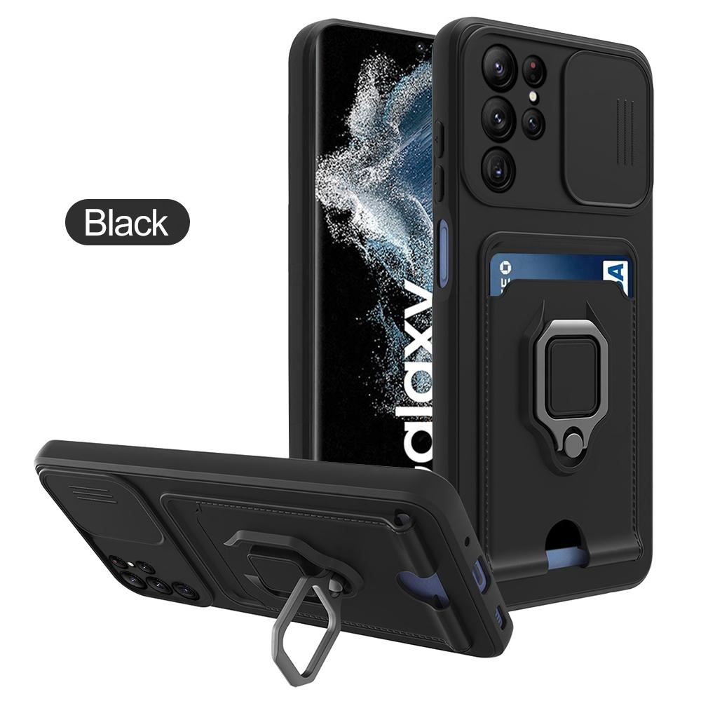 

Slide Camera Ring Holder Case For Samsung S25 S24 S23 S22 Ultra Plus S20FE A23 A33 A53 A73 A52 A72 A51 A71 A31 Silicone Card Bag For A22 4G