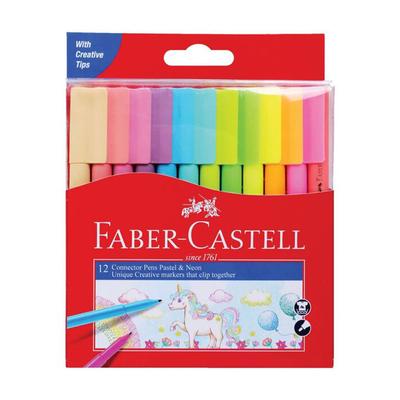 Faber-Castell Connector Stifte Marker 12 Stück (Pastell & Neon)