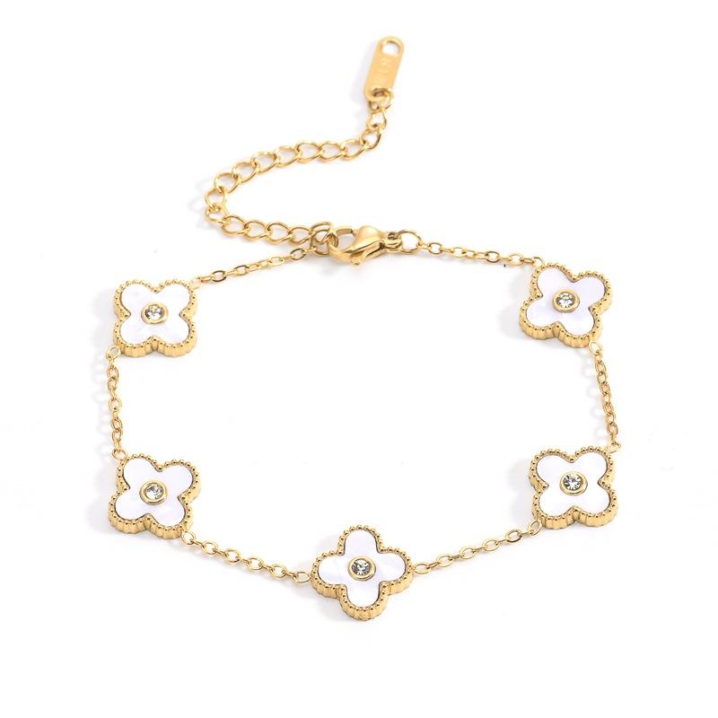 

Браслет из титановой стали высокого качества, модный, в виде четырехлистного клевера, женский модный браслет с четырехлистным клевером