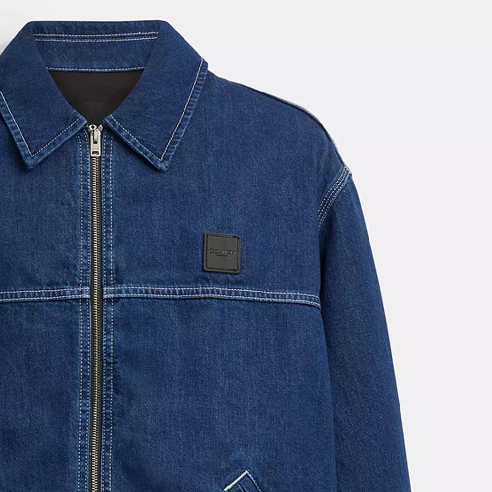 Coach Cotton Denim Work Jacket Men Jackets Blue CY414-COK