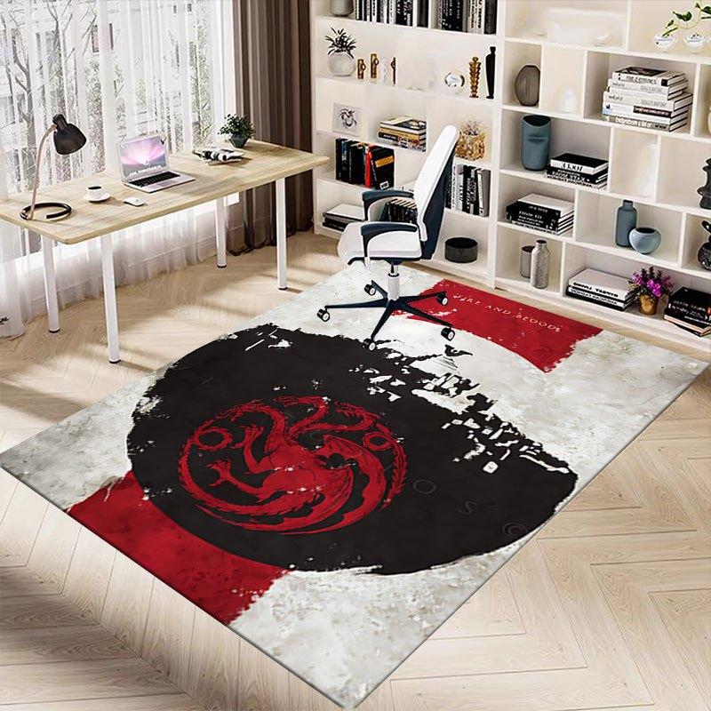 1pc Fire and Blood Office Carpet Chair Mats, Home Decor Mat | Fantasy Theme Mat | Durable Mat, Dragon DecorB04