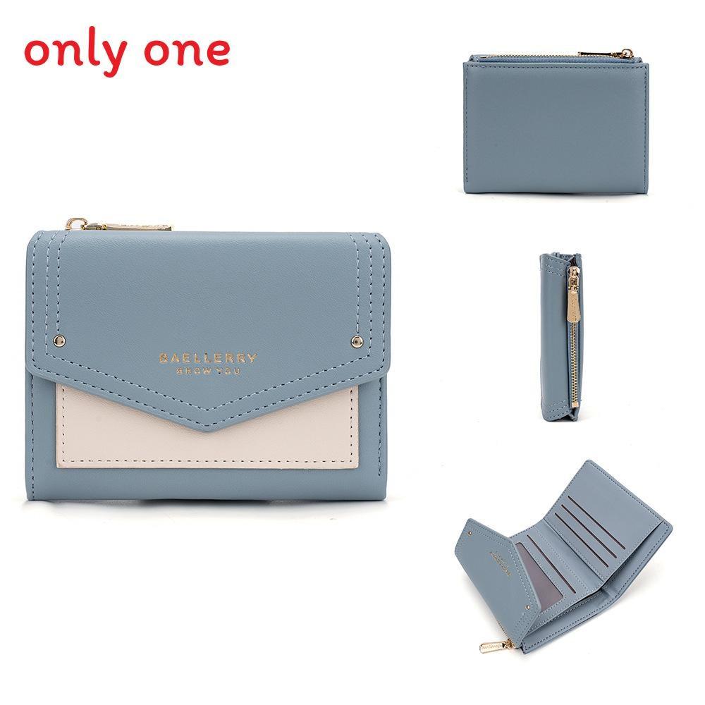 Blocked Short Color Wallet With Letter Print Design For Casual City Use Outin