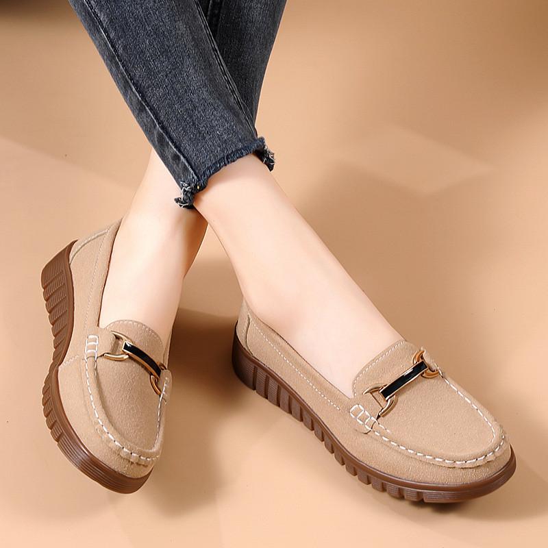 Solid Color Shoes With Suede Upper And Soft Rubber Sole For Casual Summer Wear