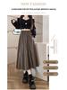 Women's PU Leather A-Line Midi Skirt: Autumn/Winter High Waist, Large Swing, Hip-Covering, Casual Temperament.