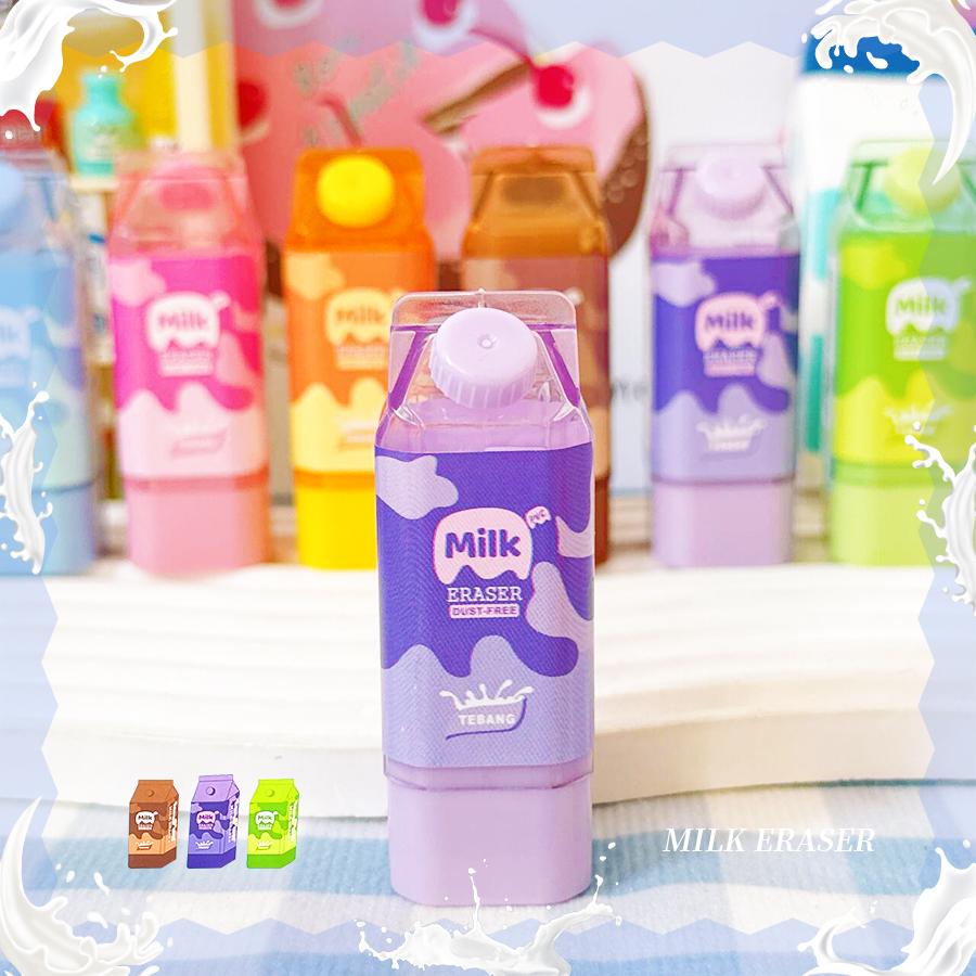 Kawaii Stationery Items School Teacher Gift Office Supplies Classroom Back To School Milk Carton Rubber Erasers Cute Things