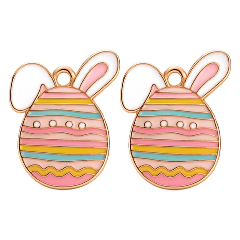 Easter Drip Oil Cartoon Egg & Rabbit Alloy Pendant Charm for DIY Necklace Accessories
