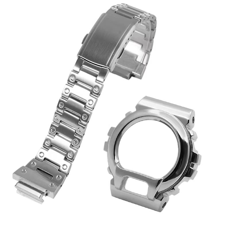 

Металевий корпус Ремінець Для Casio DW-6900 Модифікований Корпус з Нержавіючої Сталі 316L з Браслетом, Інкрустованим Діамантами, Ремінець для Годинника Райдужного Кольору DW-6900