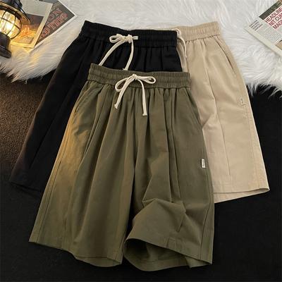 Men's Summer Loose Straight Work Shorts Daily Mid Waist Five Points Casual Pants