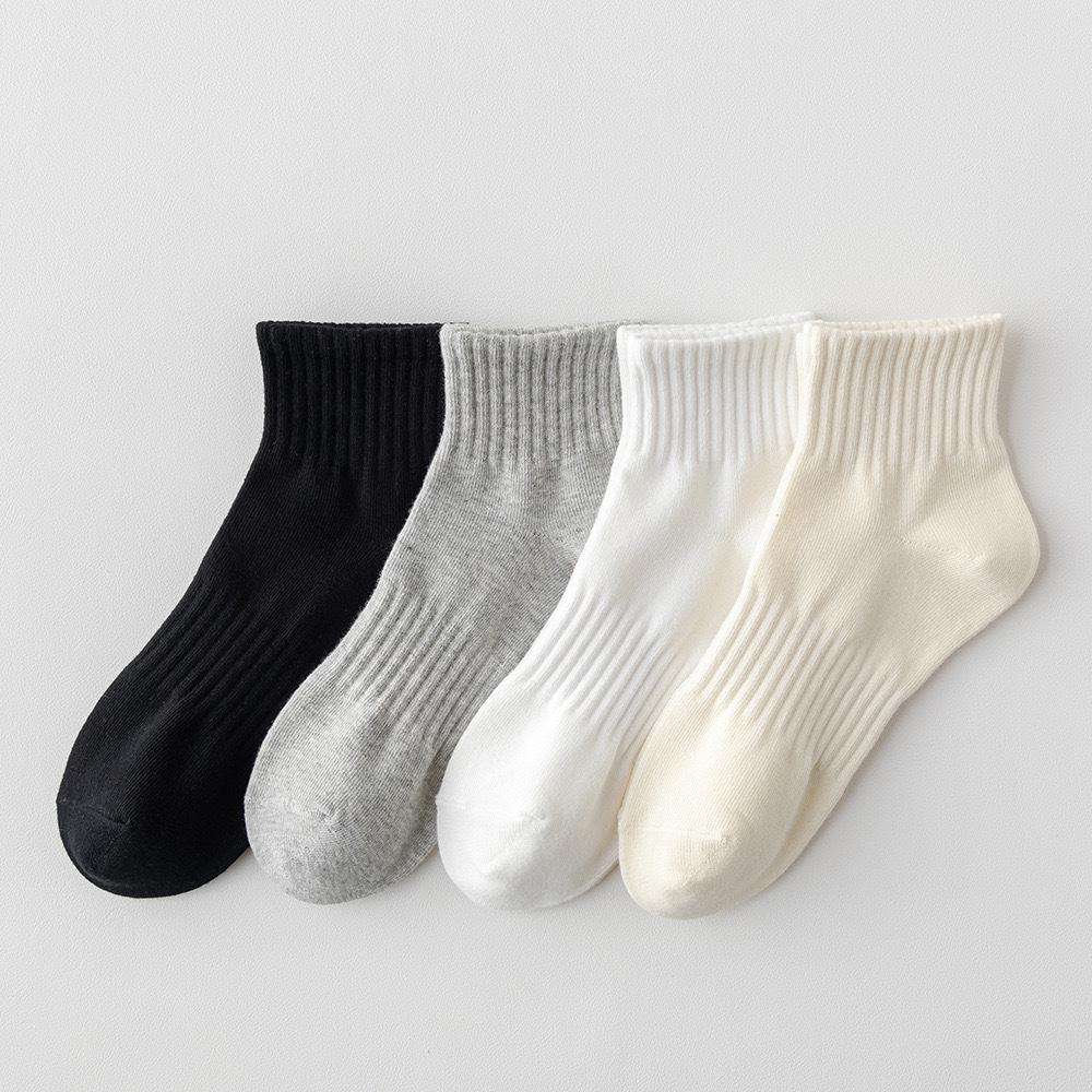 

Унисекс однотонные нескользящие короткие носки для спорта - черный, белый, серый One size белый/кремовый