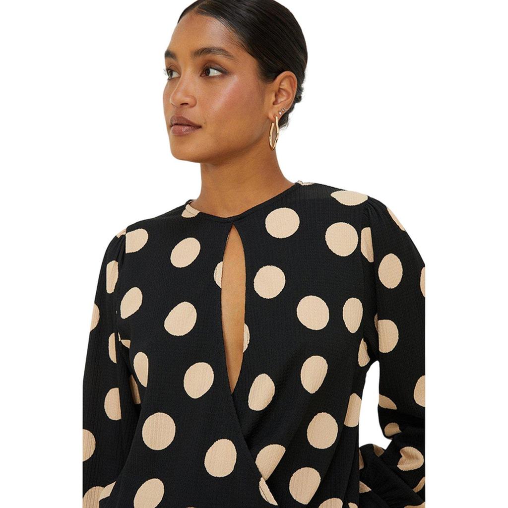 Dorothy Perkins Womens/Ladies Spotted Keyhole Long-Sleeved Top