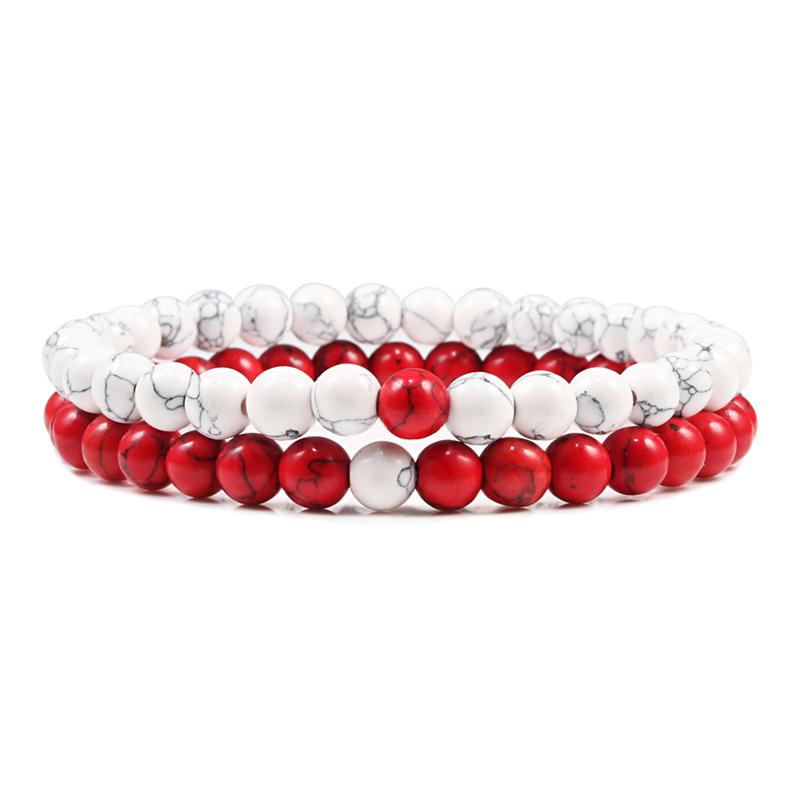 2Pcs/Set Couples Distance Bracelet Natural Stone Tiger Eyes Lava Beaded Bracelets & Bangles Men Women Jewelry Best Friend Gift
