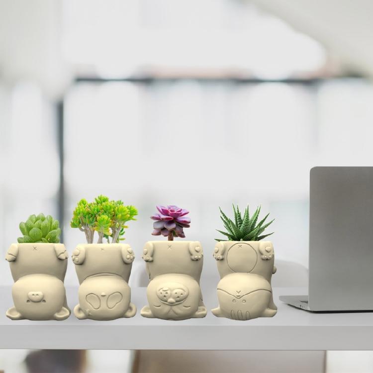 Succulent Plant Pots Silicone Mold Cat Panda Resin Mold DIY Animal Resin Mold