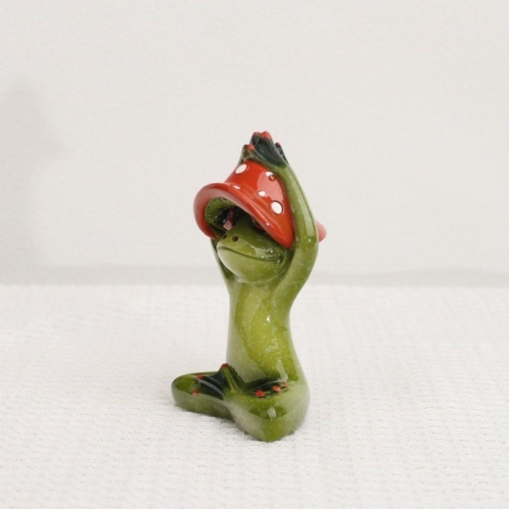 Handmade Yoga Frog Figurine Cartoon Mushroom Frog Statue Aesthetic Meditation Statue  Garden Decor