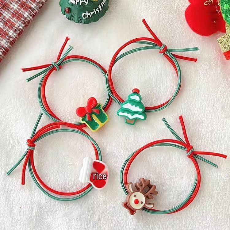 Festive Reindeer & Santa Hair Tie: Christmas Ponytail Rubber Band