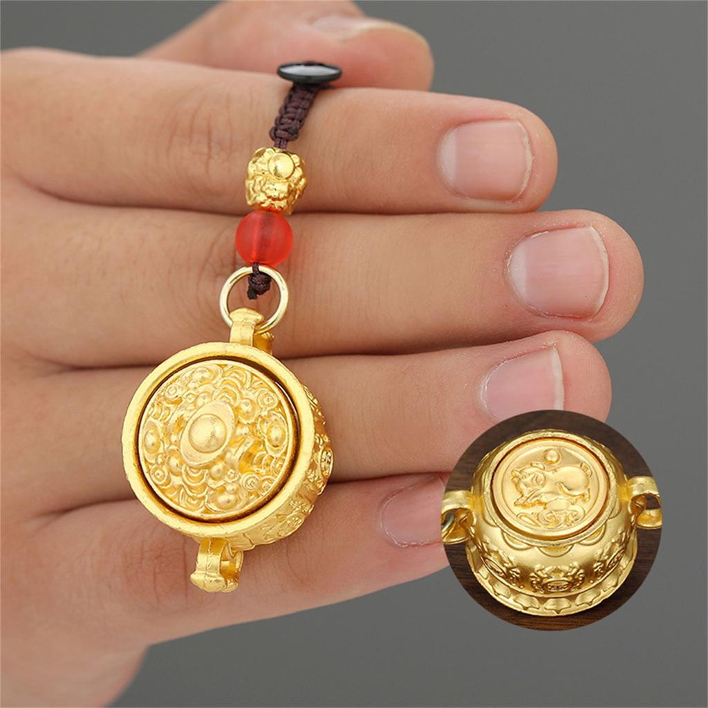 Zodiac Fortune Keychain Lucky Charm Treasure Basin Designs Keyrings for Prosperity and Wealth In Premium Alloy