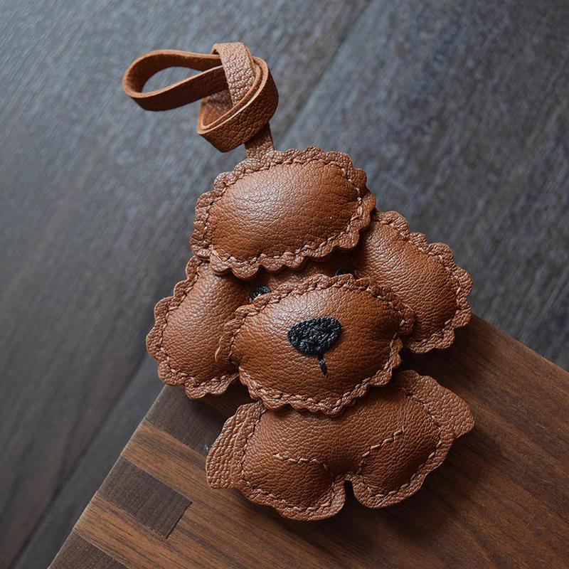 Handgefertigt Echtes Leder Schnauzer Niedlicher Taschenanhänger Schlüsselanhänger Geschenk Niedliche Dekoration Geeignet für Taschen Exquisiter Anhänger Taschenzubehör