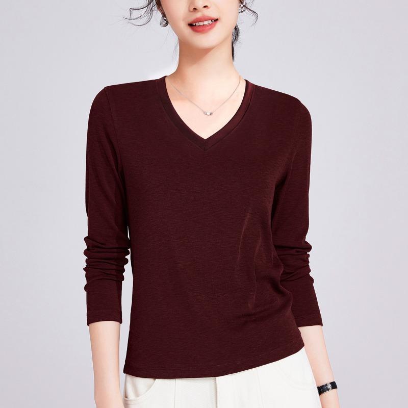 

Lenzing Tencel Modal, women s and women s, solid color long-sleeved bottoming shirt, spring and summer plus size women s clothing XXXL