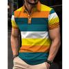 Striped Printed Men's Shirt, Men's Polo Street Men's Clothing, Loose Men's Polo Shirt