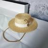 Chain Strap Straw Hat Women's Summer Sun Hat Straw Hat Outdoor Travel Sun Protection Beach Hat  Sombrero Para Sol Mujer