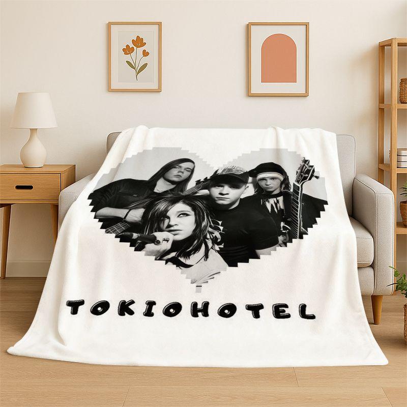 Rock Band Tokio Hotel Bill Kaulitz Flanelldecke Weiche Warme Überwurfdecke für Schlafzimmer Wohnzimmer Bett Reise Camping Picknick