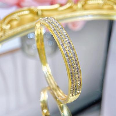 CMM High-Quality Luxury Heavy-Duty Metal Golden Zircon Bangle Bracelet Temperament European and Korean Fashion Women's Zccessories Modern Jewelry