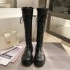 Platform women's shoes but knee boots Skinny boots Lace-up knight boots Autumn and winter white small long boots Women's tall boots