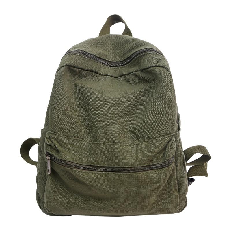 Schoolbag Washed canvas schoolbag Female junior high school student travel bag Lightweight simple backpack Male high school student backpack