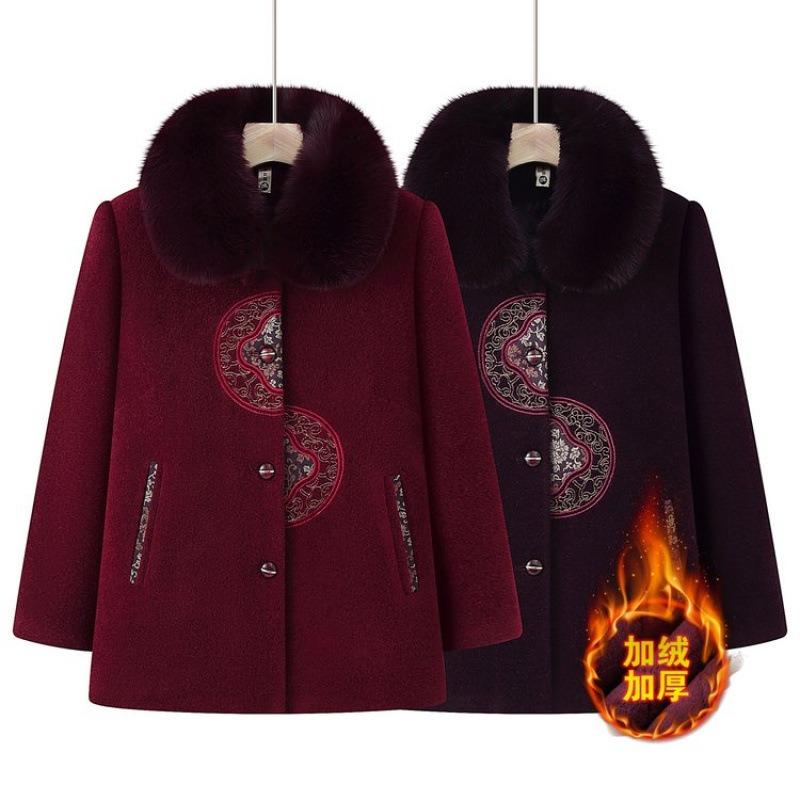 New winter fleece coat grandma winter mink top woolen coat thick
