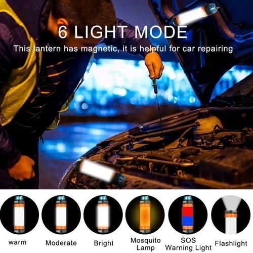 USB Rechargeable IP68 Waterproof LED Camp Light Emergency Camp Portable Lantern Flashlight Multi-Functional Magnetic Lamp