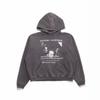 Washed Distressed Hoodie With Vintage Soviet-Era Portrait Print Unisex Streetwear Cotton Pullover Fall