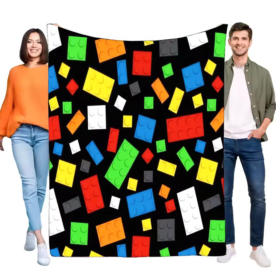 Colorful LEGO Pattern Blanket Soft Cozy Throw for Bed Sofa Perfect Gift for Kids and Adults Playful Design Lightweight and Easy