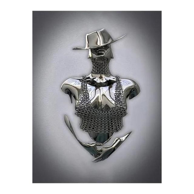 Metal Figure Statue Posters Print Modern Lovers Sculpture Canvas Painting Wall Art Wall Pictures for Room Home Decoration No Frame