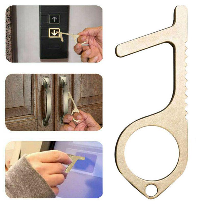 Contactless Safety Door Opener Portable Contactless Safety Door Opener Safety Protection Isolation Brass Key Door Opener Hook Keychain Contactless Safety Door Opener Portable Contactless Safety Door Opener Safety Protection Isolation Brass Key Door Opener Hook Keychain