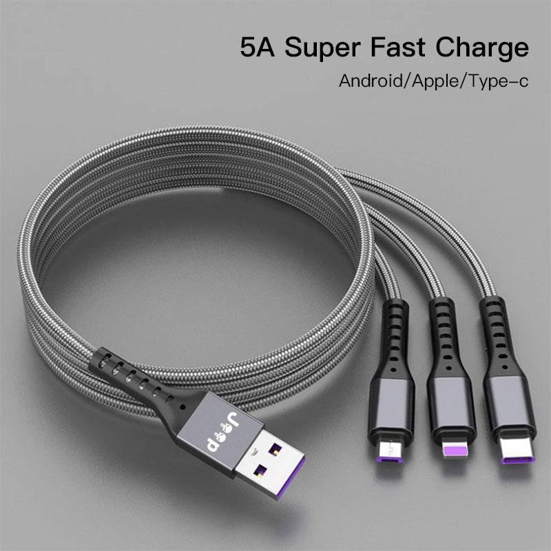 Car Data Cable 3 In1 Mobile Phone Charging Cable Fast Charge Typec For Jeep Grand Cherokee Wrangler JK Gladiator Compass Renegad