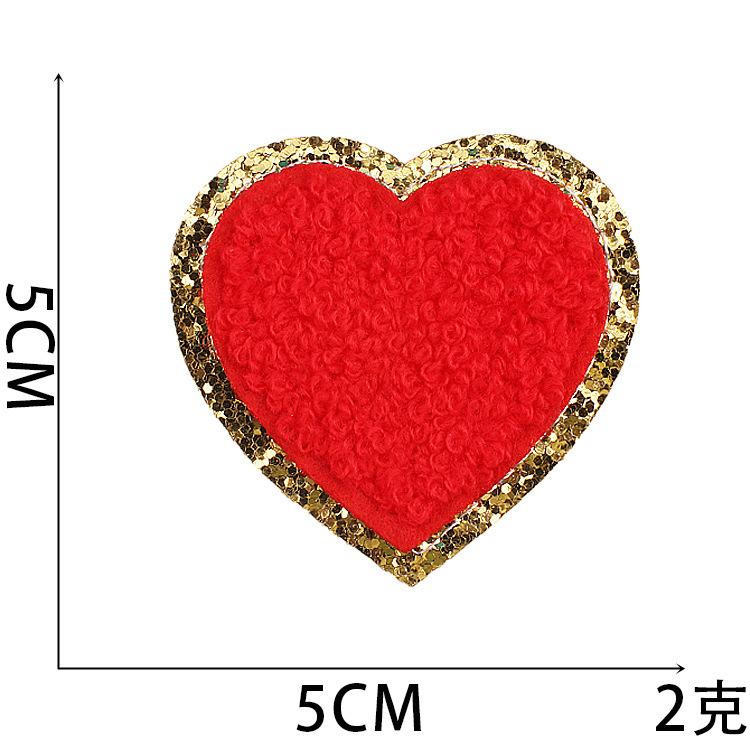 Hot-Selling Color Love Towel Embroidery Cloth Sticker Grit Embroidery Cloth Sticker Heart Patch Sticker Chenier Lightning Embroidery Chapter