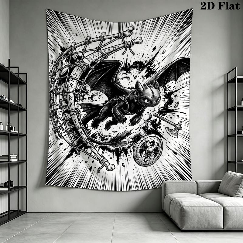 How to Train Your Dragon Wall Tapestry Aesthetic Wall Hanging Printed Fabric Blanket Decorative Tapestries for Bedroom Living Room Home Decor