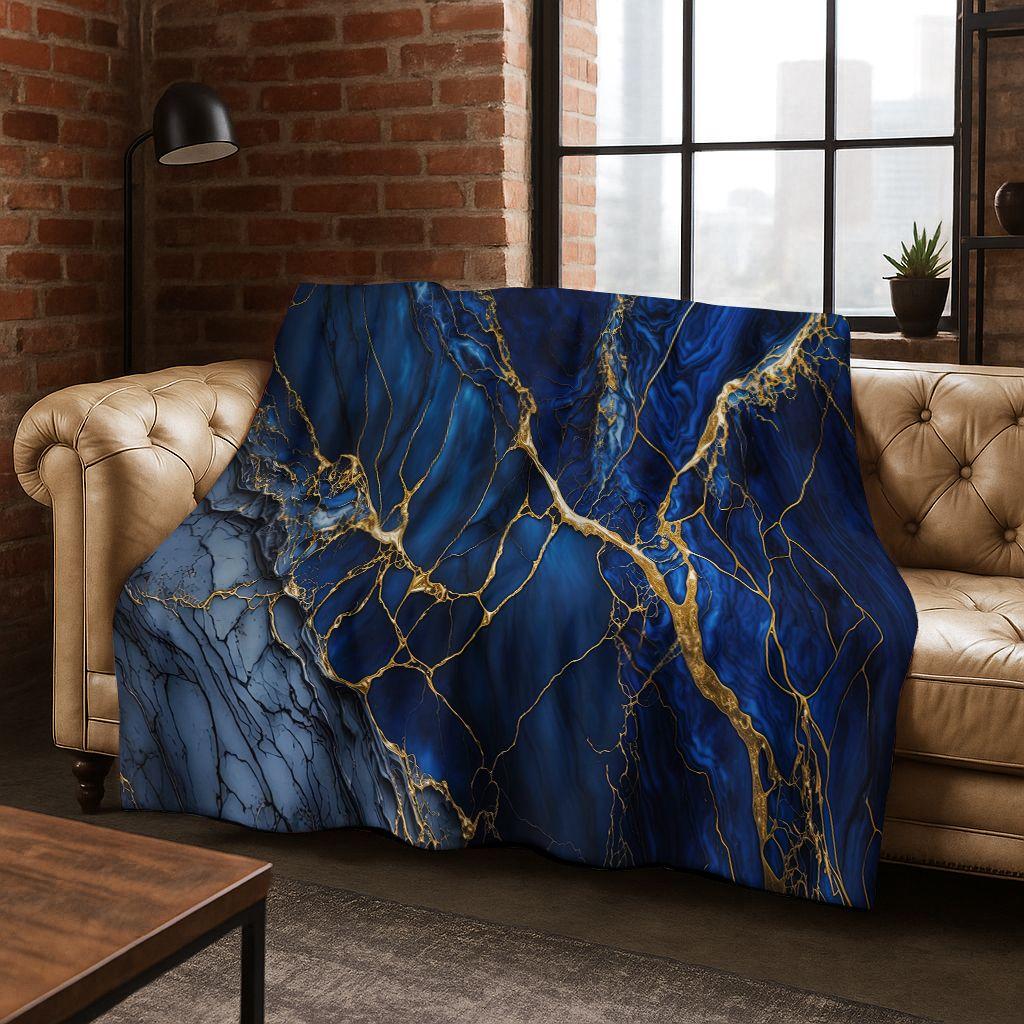 Luxurious Black Green Gold Marble Colorful Stone Texture Art Flannel Blanket,Cozy Soft Throw Blanket for Home Bedroom Bed Sofa