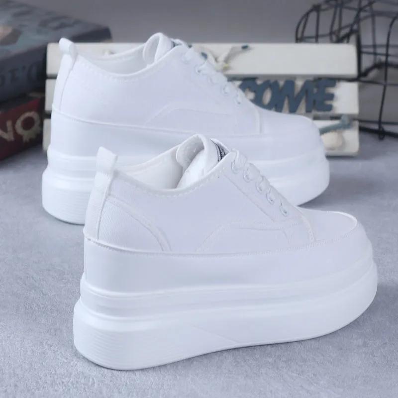 fashion 2024 Spring and Autumn Canvas Shoes Women's Vulcanized Sneakers Women's Thick Bottom Increased 8CM Casual Shoes