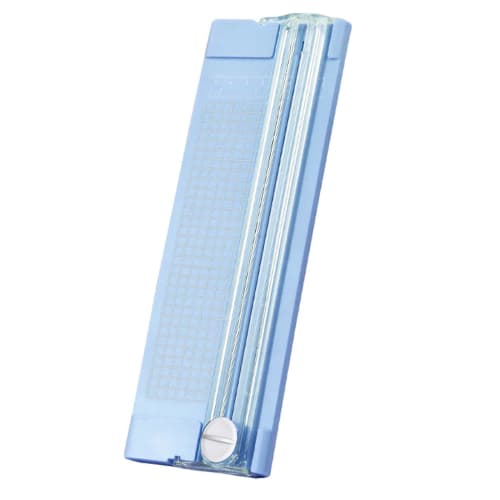 Lightweight, Multi-functional Paper Trimmer with Slide Cutter, Blue, Portable, for Cutting Cardstock, Copy Paper, Business Cards, Photos, and Cards, C