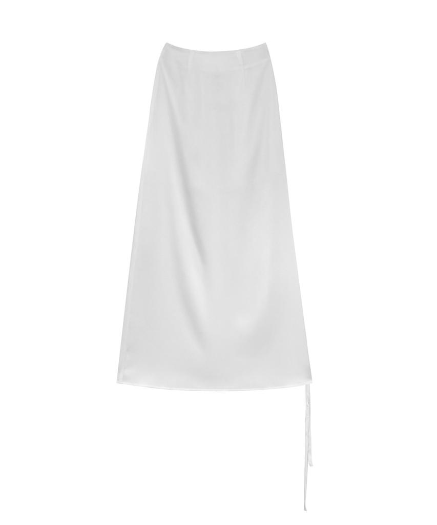 Teulimingbeodeu Shirring Strap Long Skirt [ White ]