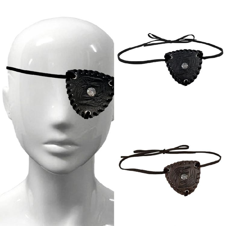 Medieval Pirate Eye Patches Leather Eye Patches Vintage Embossed Eye Covers Men Halloween Medieval Eyewear Accessories