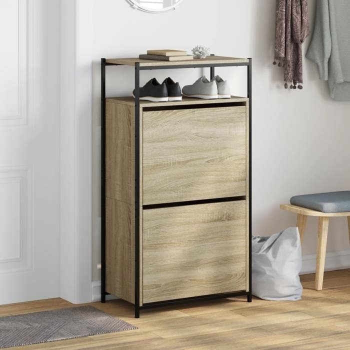 VidaXL Shoe Cabinet Sonoma Oak 60x34x112cm Engineered Wood 840030