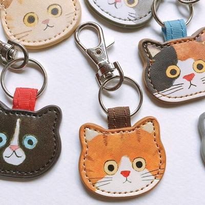 Cute Cartoon Cat Keychain Kawaii PU Leather Kitten Keyring Charm Bag Backpack Pendant Decor Car Key Holder Party Jewelry Gifts