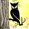 Owl On Branch Steel Silhouette Metal Wall Art Home Garden Yard Patio Outdoor Statue Stake Decoration Birthday Gift
