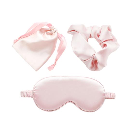 Imitated Silk Eye Cover Set Memory Foam Eye Masque 3-Piece Cloth Bag Hair Rings Storage Bag Comfortable Hypoallergenic Sleeping Shield Eye Care Tools