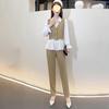 2025 Spring/Autumn Women's Long Sleeve Fake Two-Piece Blouse with Vest and Turn-Down Collar