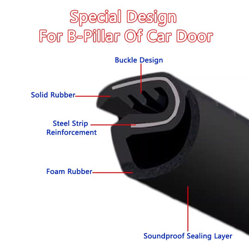 Bildør Tetningslist Gummi B-stolpe Støyreduserende Støvtett For Toyota RAV4 Camry Corolla Harrier Venza Cross Frontlander CHR IZOA