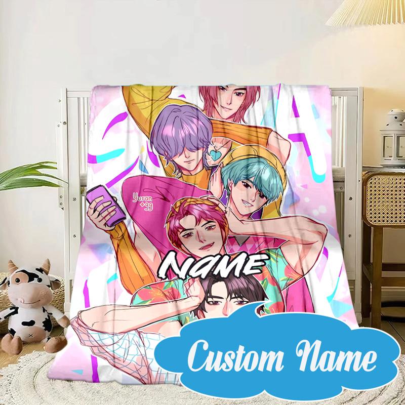 Custom Name KPop Fantasy Night Blanket bed sofa Blanket Flannel Blanket for Camping, Hiking, Picnic Essentials,gift for Fan family