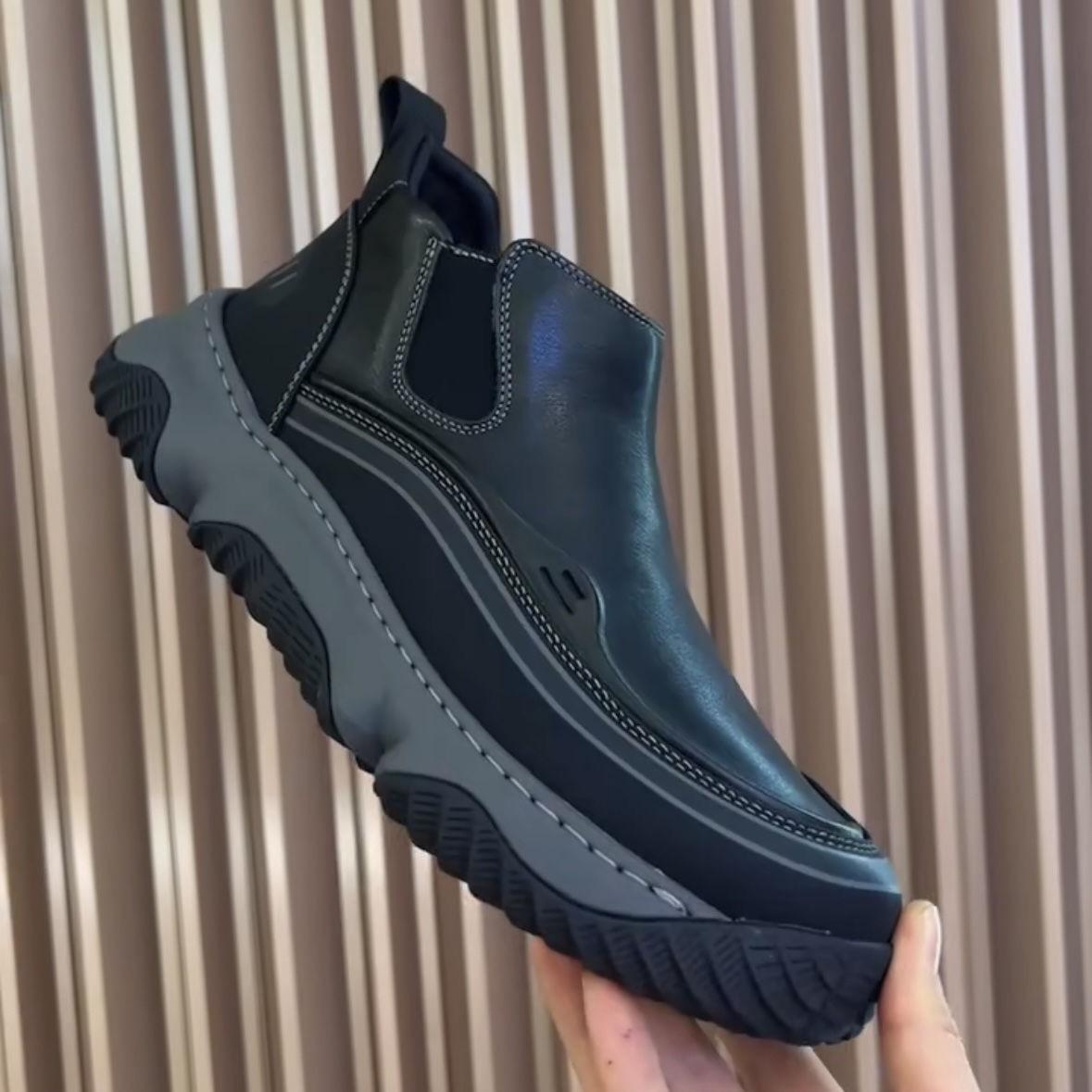 

Мужская обувь 2025 года, новая мягкая подошва, мягкая кожа, толстая подошва, повышенная легкость и прочность, нескользящая, с одной педалью, кожаная обувь для мужчин, спортивная 44