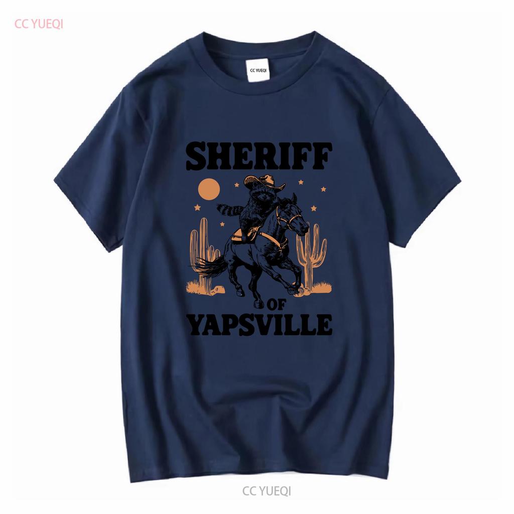 Sheriff Of Yapsville Racoon T Shirt Funny Western Cowboy Trash Panda Retro 90s Weirdcore Meme Cowgirl Clothing vintage Washed